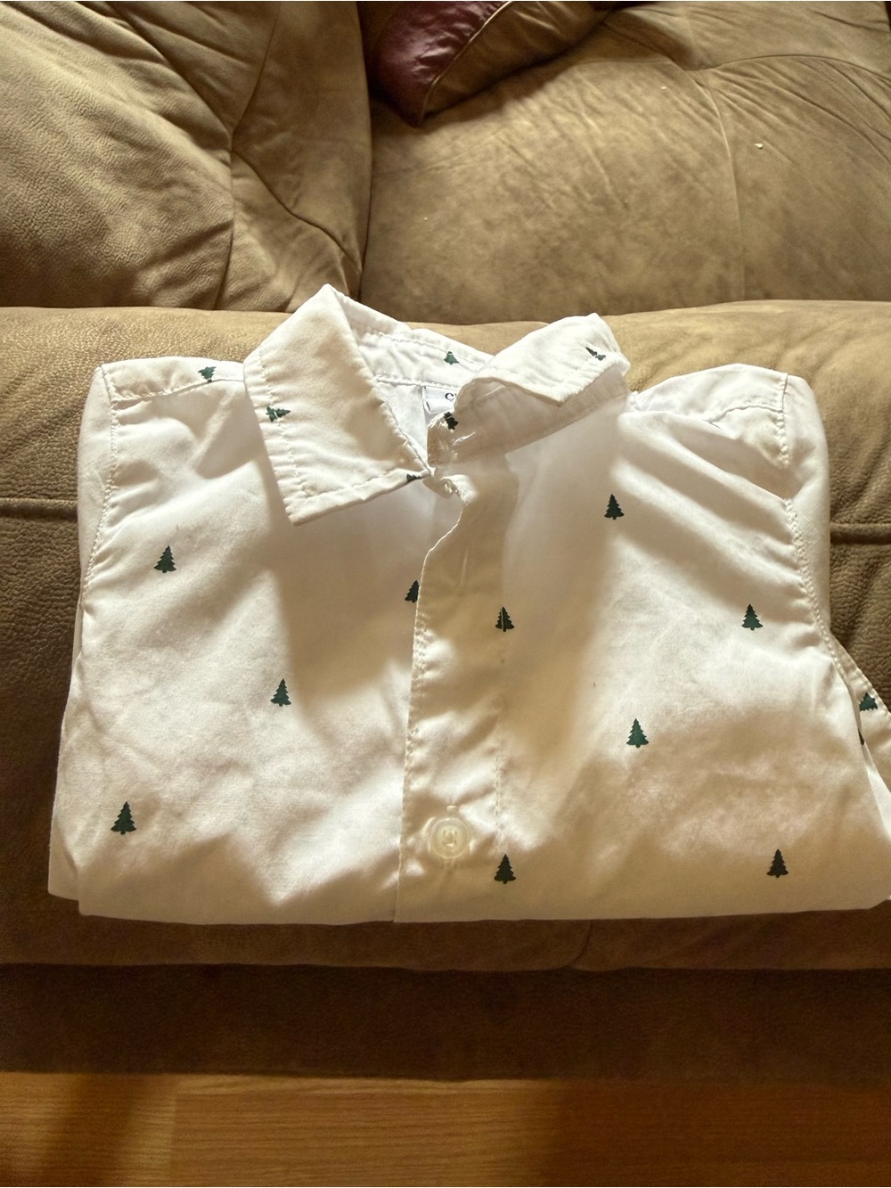 White Christmas tree design toddler baby boys button up shirt